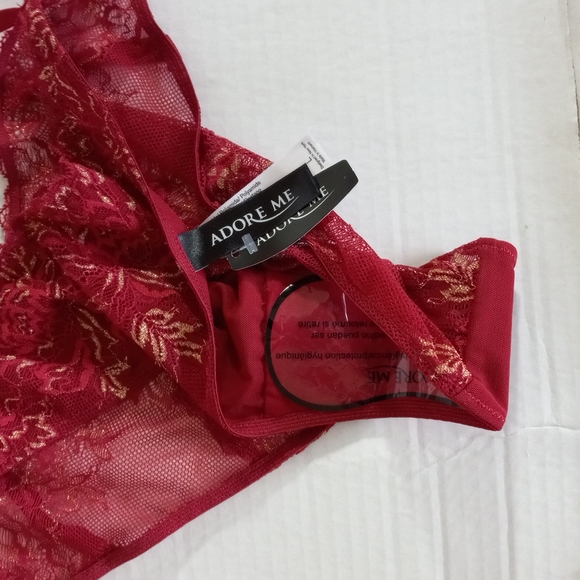 ADORE ME One-Piece Panty Strappy Body Neck Lingerie Burgundy/Gold Florals Sz L - Picture 4 of 7